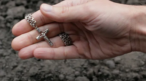 Hand Holding Cross HD Stock Footage