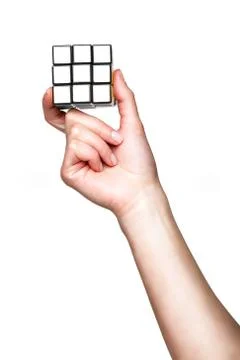 Hand holding cube Stock Photos