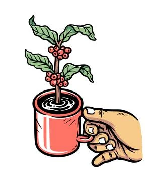 Hand holding a cup of coffee Stock Illustration