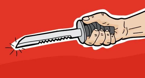 Hand Holding Dagger Over Red Stock Illustration