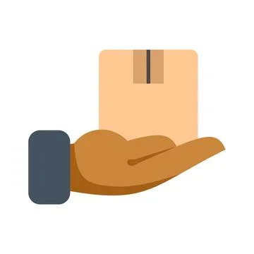Hand holding delivery parcel flat icon concept 库存插图