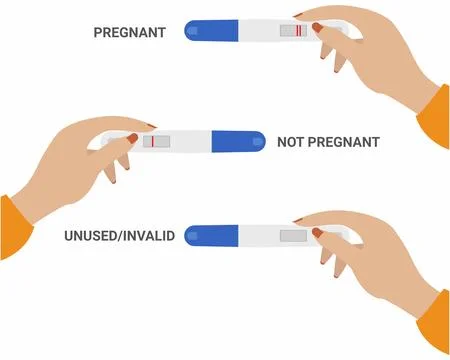 Hand holding different pregnancy tests expecting of first child medicine tool Stock Illustration