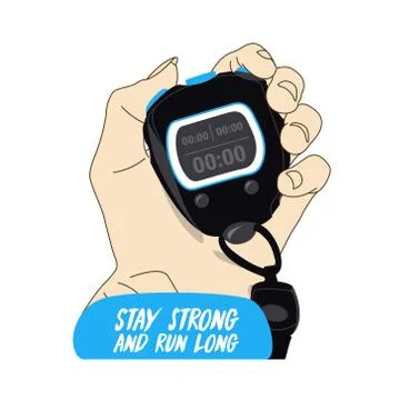 Hand Holding Digital Chronometer for Counting a Time - Sport and Workout Concept Stock Illustration