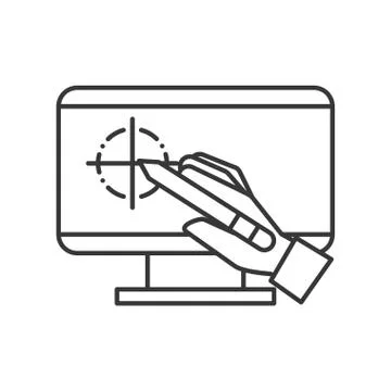 Hand holding digital pen computer graphic design Ilustración de archivo