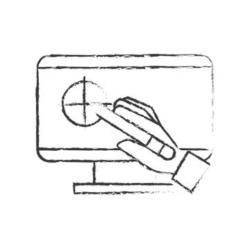 Hand holding digital pen computer graphic design Stock Illustration
