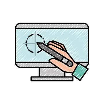Hand holding digital pen computer graphic design Ilustración de archivo