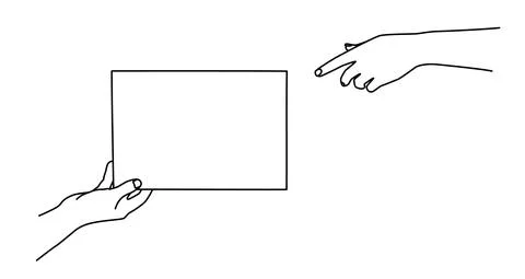 Hand holding a document and giving it Stock Illustration