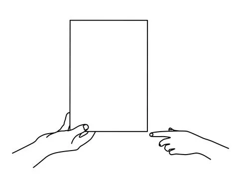 Hand holding a document and giving it Stock Illustration