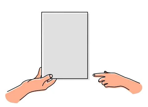 Hand holding a document and giving it Illustrazione stock