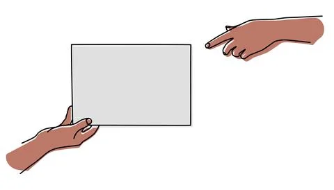 Hand holding a document and giving it Stock Illustration