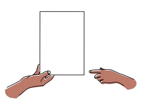 Hand holding a document and giving it Stock Illustration