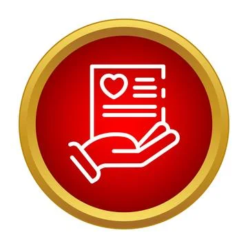 Hand holding document love heart symbol icon 스톡 일러스트