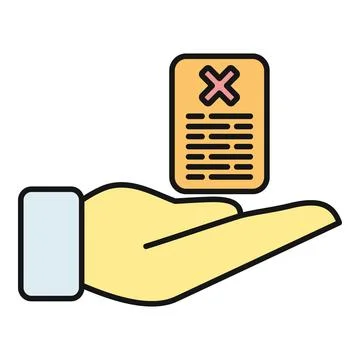 Hand holding document showing rejection cross symbol イラスト素材