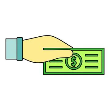 Hand holding dollar bill making cash payment transaction Stock Illustration