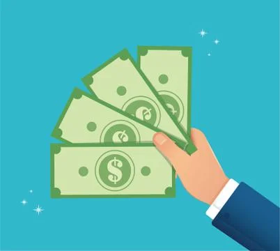 Hand holding dollar bill vector illustration EPS10 Stock Illustration