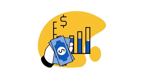 Hand Holding Dollar Bills with Growth Chart Illustration 2D animation Stock Footage 342000307