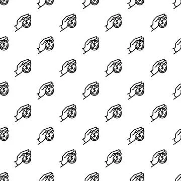 Hand holding dollar coin pattern repeating background 스톡 일러스트