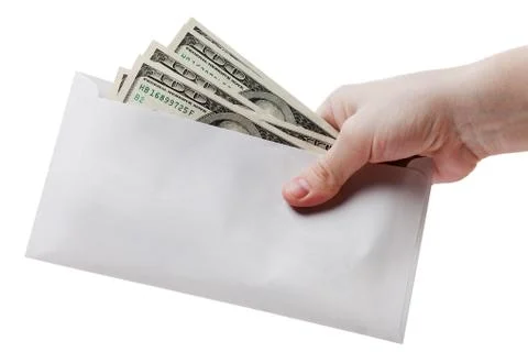 Hand holding dollar envelope Stock Photos