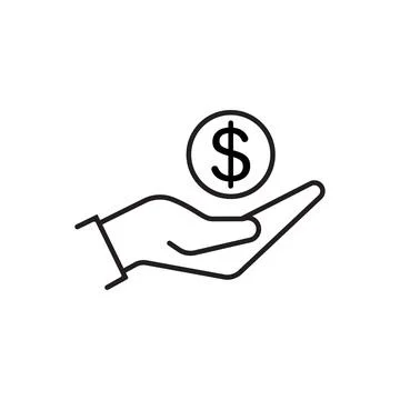 Hand holding dollar icon vector save money icon, salary money, invest finance Stock Illustration