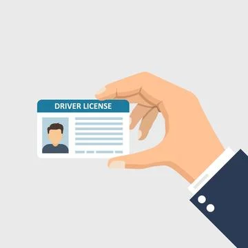 Hand holding driver license icon in flat style. Id card vector illustration.. Stock Illustration