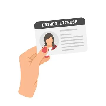 Hand holding driver license icon in flat style. Id card vector illustration.. Stock Illustration