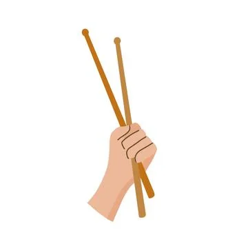 Hand holding drumsticks Stock Illustration