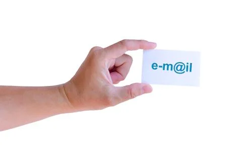 Hand holding e-mail card isolated Stock Photos