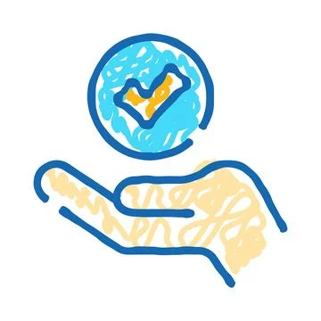 Hand holding earth globe with check mark Stock Illustration