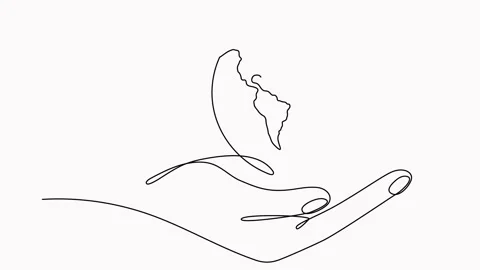 Hand holding Earth globe with leaves continuous line drawn animation. Stock Footage 284834016
