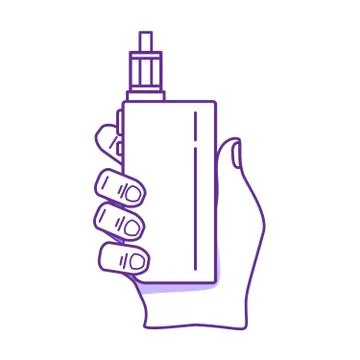 The hand holding electronic cigarette or vape device. Vape concept. Stock Illustration