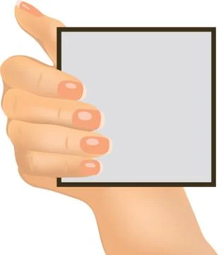 Hand holding an empty paper on white, vector illustration Stock Illustration