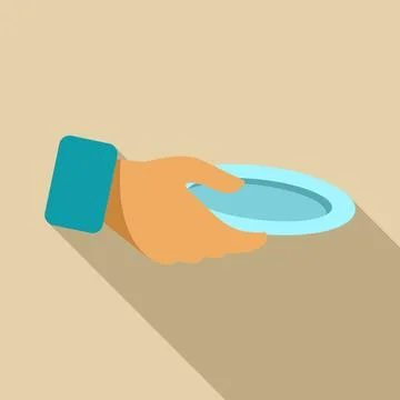 Hand holding empty plate begging for charity Stock Illustration