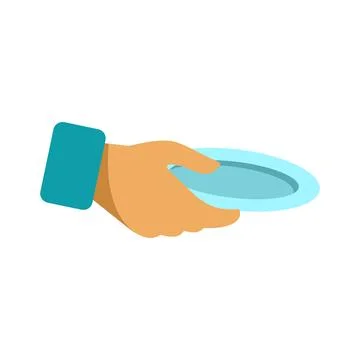 Hand holding an empty plate isolated on white background Stockillustratie