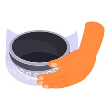 Hand holding empty pot, cooking preparation in isometric view Stock Illustration