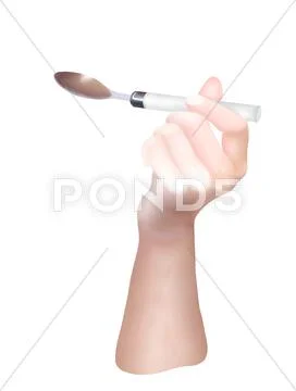 Hand Holding An Empty Tablespoon for Eating Stock Illustration