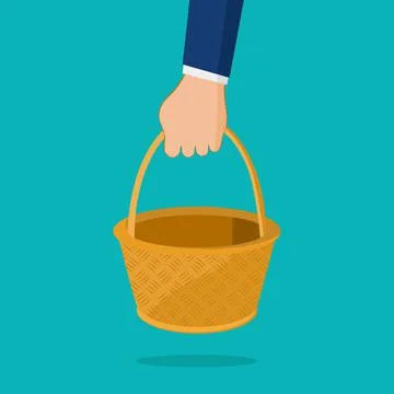 Hand holding an empty wicker basket. Vector illustration eps Stock Illustration