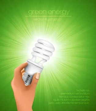 Hand holding energy saving light bulb Stock Illustration