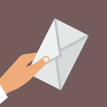 Hand Holding Envelope. Flat style. Vector illustration Stock Illustration