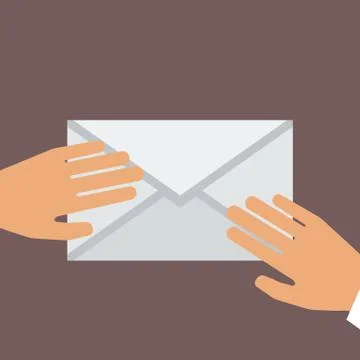Hand Holding Envelope. Flat style. Vector illustration Stock Illustration