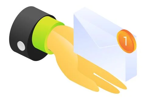 Hand holding envelope with notification Stock Illustration