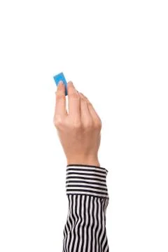 Hand holding eraser. Stock Photos