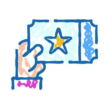Hand holding event ticket with star icon Stock Illustration