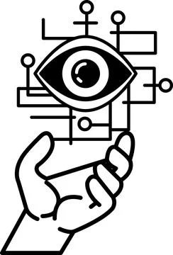 Hand holding an eye with a background Stock Illustration