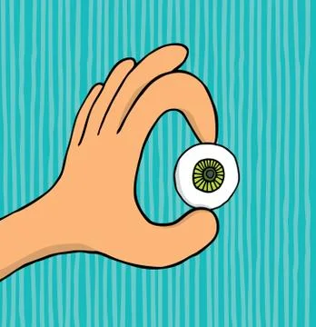 Hand holding eye Stock Illustration