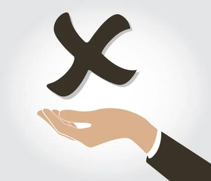 Hand holding false check icon symbol Stock Illustration