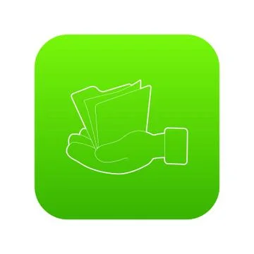 Hand holding file folder icon green 스톡 일러스트