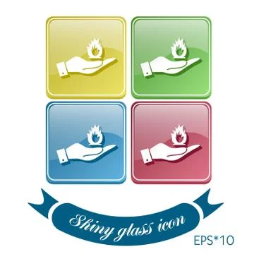 Hand holding a fire sign. Stock Illustration
