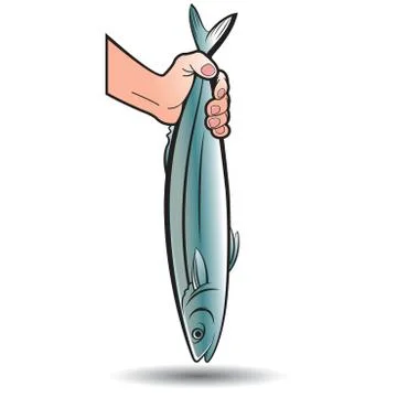 A hand holding fish Stock Illustration