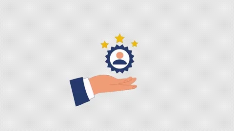 Hand Holding a Five Star Customer Rating Icon Animation - Transparent Stock Footage 340283514
