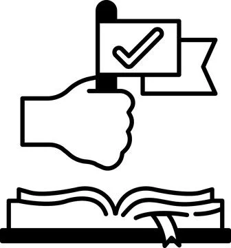 Hand holding a flag with a check mark on it Stock Illustration